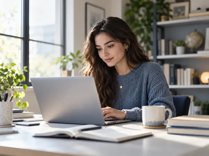 Student researching free laptop options